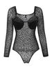 Body Combinaison Léopard en Maille S Noir