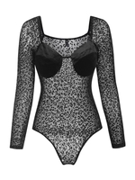 Body Combinaison Léopard en Maille S Noir