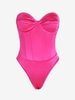 Body Corset Brillant à Lacets au Dos à Armature à Jambe Echancrée M Rose clair