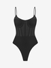 Body Corset Panneau en Maille avec Bouton Pression L Noir