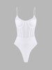 Body Corset Panneau en Maille avec Bouton Pression M Blanc