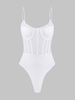 Body Corset Panneau en Maille avec Bouton Pression S Blanc