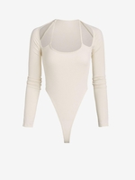 Body Côtelé à Jambe Haute à Col Halter M Jaune clair