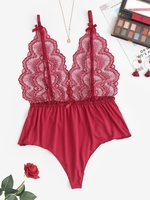 Body en Dentelle avec Nœud Papillon L Rouge