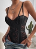Body Fleur en Dentelle Transparente à Armature S Noir