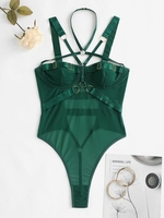 Body Lingerie à Bretelle Bague en O à Armature à Col Halter M Vert profond