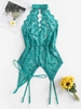 Body Lingerie Bustier Découpé en Dentelle Transparente avec T-string Xl Bleu clair