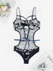 Body Lingerie Découpé Fleur Brodée en Maille à Lacets Xl Bleu profond