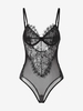 Body Lingerie en Dentelle en Tulle Transparent à Armature M Noir
