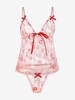 Body Lingerie Noué en Dentelle avec String Xl Rose clair