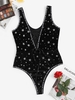 Body Métallique Etoile à Paillettes à Lacets S Noir