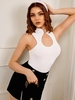 Body Nuisette Découpé Style Chinois avec Bouton L Blanc