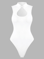 Body Nuisette Découpé Style Chinois avec Bouton M Blanc