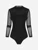 Body Panneau en Maille Transparente à Col Montant M Noir