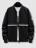 Bomber avec Design Patché Grande Pochette L Noir