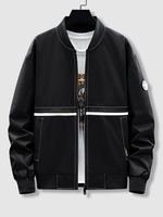 Bomber avec Design Patché Grande Pochette L Noir