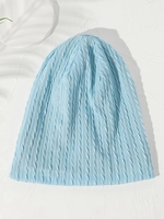 Bonnet Texturé en Tricot à Câble en Couleur Unie