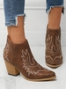 Bottes à Cheville Brodées Coupe en V à Talon Epais