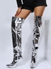 Bottes à Talon Aiguille en Cuir Verni Au-dessus du Genou