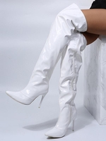 Bottes à Talon Aiguille en Cuir Verni Au-dessus du Genou