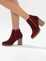 Bottes à Talon Carré en Faux Daim
