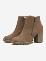 Bottes à Talon Carré en Faux Daim