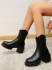 Bottes à Talon Epais avec Zip en Arrière
