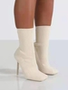 Bottes à Talons Aiguilles et en Tricot Extensible à Bouts Carrés