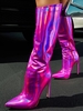 Bottes à Talons Hauts à Bout Pointu avec Empiècement Métallique