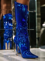 Bottes à Talons Hauts à Bout Pointu avec Empiècement Métallique