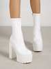 Bottes à Talons Hauts de Couleur Unie avec Fermeture Éclair