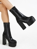 Bottes à Talons Hauts de Couleur Unie avec Fermeture Éclair