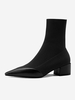 Bottes à Talons Épais et à Bouts Pointus en Tricot Extensibles