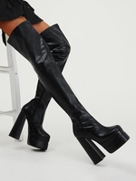Bottes Au-dessus du Genou à Bout Carré