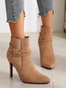 Bottes Bouclées à Talon Aiguille en Faux Daim