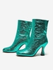 Bottes Brillantes à Enfiler Disco en Métal à Talons Chaton