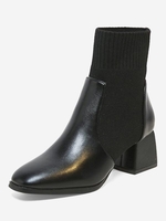 Bottes Chaussettes à Talons Épais et en Tricot Extensibles