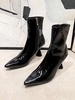 Bottes Chaussettes Zippées à Côté en Cuir Verni