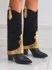 Bottes Chelsea Hauteur à Genou à Panneau Métallique Brillant