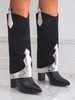 Bottes Chelsea Hauteur à Genou à Panneau Métallique Brillant