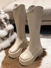 Bottes Couvrant le Genou Brillantes Zippées à Plate-forme
