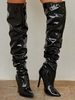 Bottes Cuissardes en Cuir Verni à Talons Aiguilles