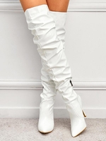 Bottes Cuissardes en Cuir Verni à Talons Aiguilles