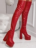 Bottes Cuissardes Plateforme en Cuir Verni Stretch