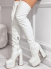 Bottes Cuissardes Plateforme en Cuir Verni Stretch
