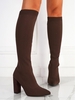 Bottes de Chaussettes en Tricot à Talons Épais Extensible Hauteur à Genou