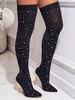 Bottes de Club Extensibles avec Strass à Talon Aiguille Longueur à Genou