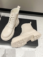 Bottes de Combat à Plate-forme et Surpiqûres à Lacets