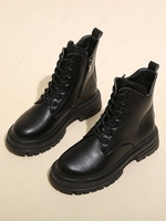 Bottes de Combat Style Britannique en Couleur Unie à Lacets en Avant