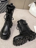 Bottes de Combat Zippé Au Dos à Lacet